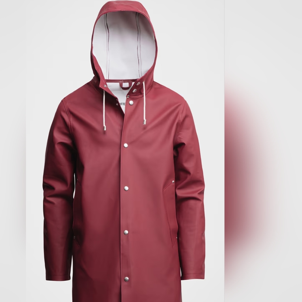 Stutterheim Maroon Hooded Trench Coat